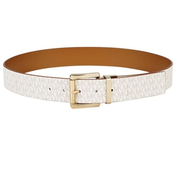 Michael Kors Signature White and Gold Belt